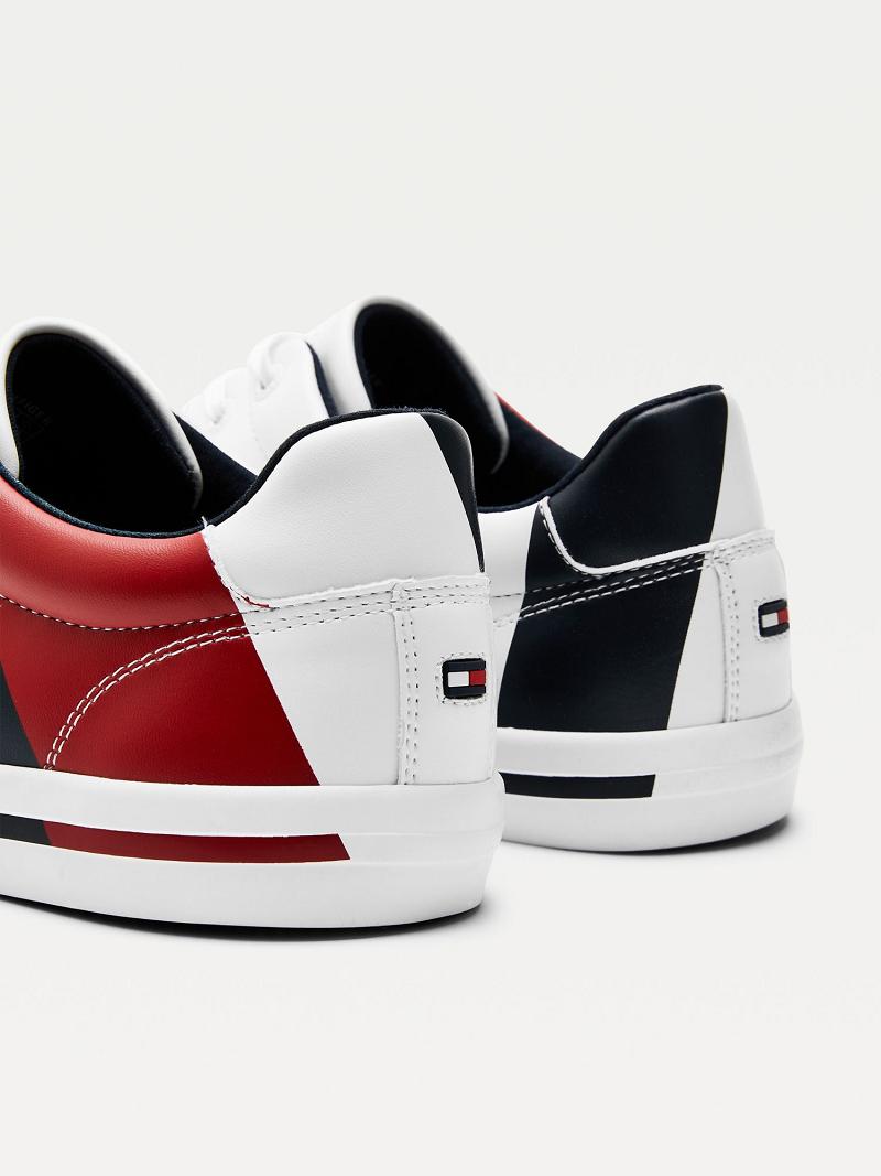 Férfi Tommy Hilfiger Flag Sneaker Fehér | HU 1401VRW